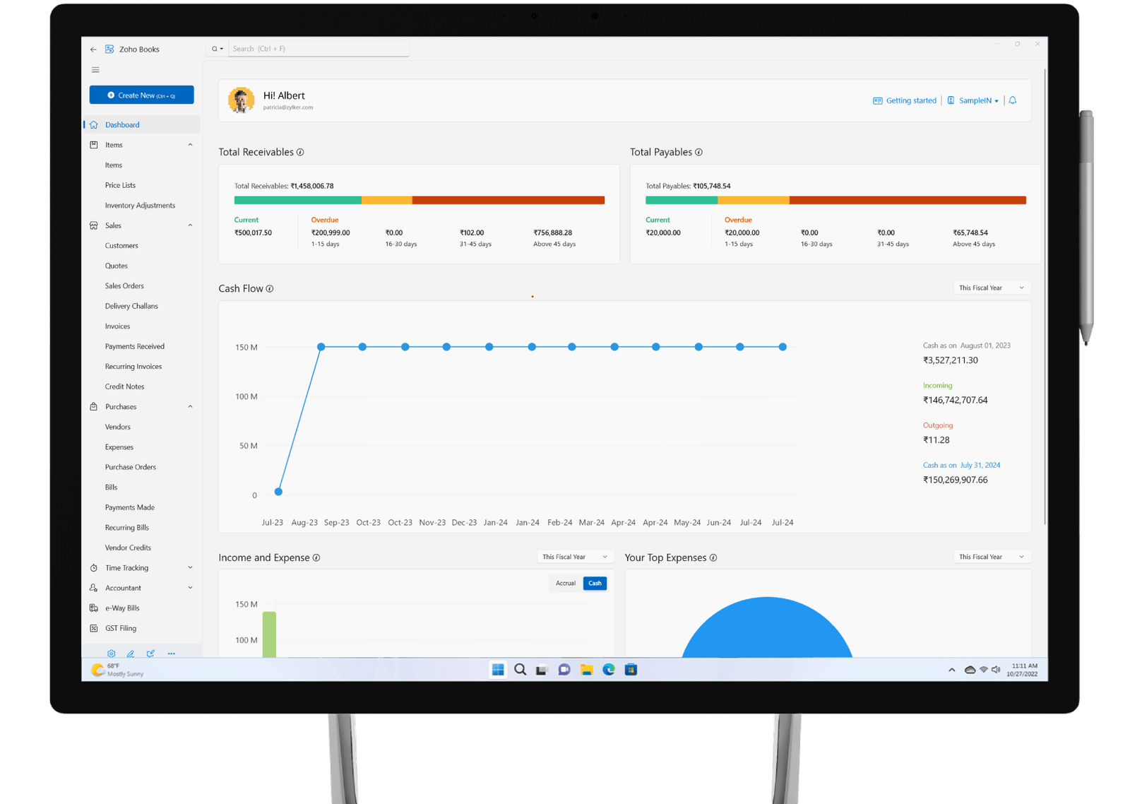 Sage Intacct Dashboard